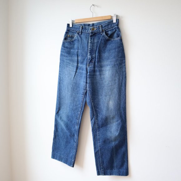 Vintage L.L. Bean High Waisted Wide Leg Blue Jeans - Picture 2 of 16